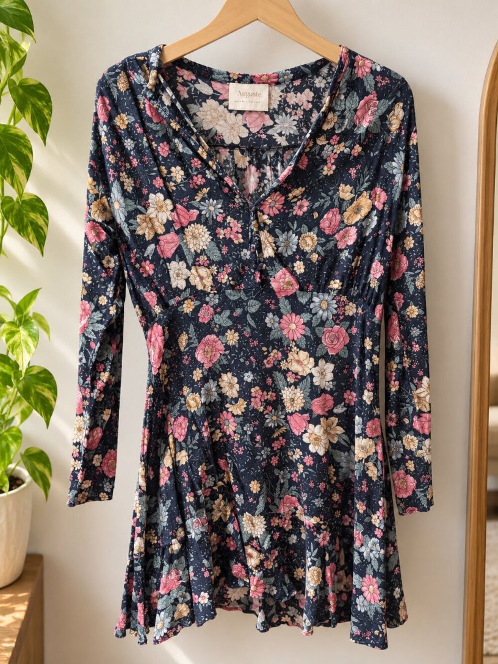 Auguste The Label Floral Long Sleeve Mini Dress